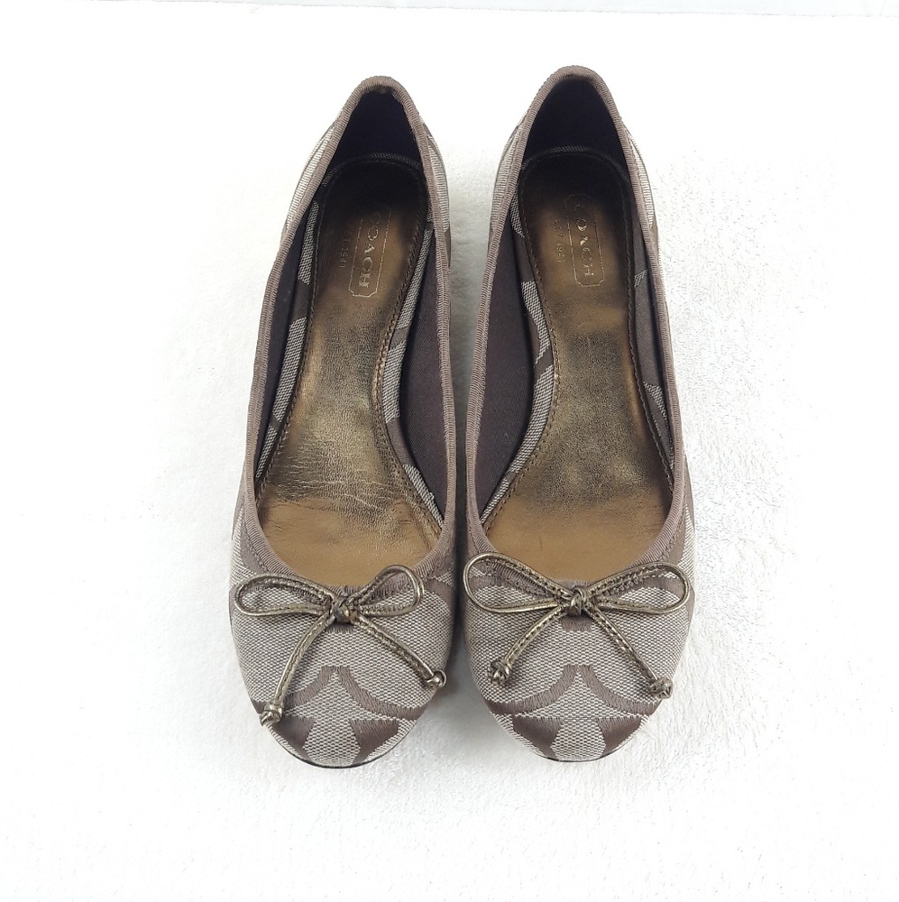Authentic Coach Odella Signature Flats Bow Accents